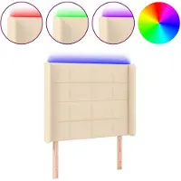 vidaXL Hoofdbord LED 83x16x118/128 cm stof crèmekleurig