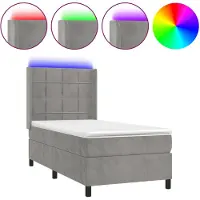 vidaXL Boxspring met matras en LED fluweel lichtgrijs 80x200 cm