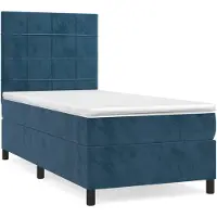 vidaXL Boxspring met matras fluweel donkerblauw 90x190 cm