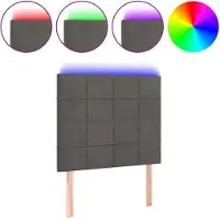 vidaXL Hoofdbord LED 100x5x118/128 cm fluweel donkergrijs