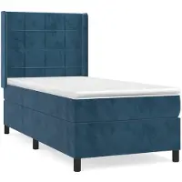 vidaXL Boxspringbed met matras, donkerblauw, 90x190 cm, fluweel