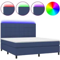 vidaXL Boxspring met matras en LED stof blauw 160x200 cm