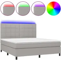 vidaXL Boxspring met matras en LED stof lichtgrijs 160x200 cm