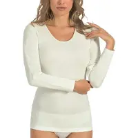 Entex Dames wollen thermo shirt met lange mouw Creme - wol - maat XXL