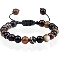 Memphis Dames Armband 8mm Kralen - Black Agate