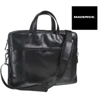 Maverick LEDEREN BUSINESSTAS MET LAPTOPVAK 17" ZWART