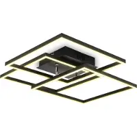 B.K.Licht Led-plafondlamp BK_FR1505 LED plafondlamp, frame, draaibaar, zwart 3-armig, 3000 k warmwit licht, 568x568x95 mm (lxbxh) (1 stuk)