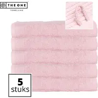 The One Towelling Classic Strandlakens - 100 x 180 cm - 5 Stuks - Voordeelverpakking - Hoge vochtopname - 100% Gekamd katoen - Lichtroze