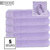The One Towelling Classic Strandlakens - 100 x 180 cm - 5 Stuks - Voordeelverpakking - Hoge vochtopname - 100% Gekamd katoen - Lavendel