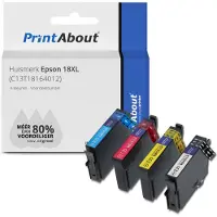 PrintAbout Inktcartridge 18XL (C13T18164012) 4-kleuren Multipack Hoge capaciteit geschikt voor Epson