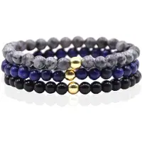 Memphis Stacked Kralen Armbanden set - 6mm Dark