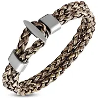 Montebello Armband Mare D - Leer - 316L Staal - Anker - 10mm - 21cm