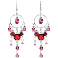 Behave - Zilverkleurige oorbellen met roze en rode hangers - Fashion statement voor elke gelegenheid