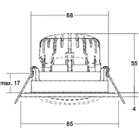 Brumberg Downlight BB23, wit / opaal, Badkamer, Aluminium, downlight