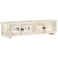 vidaXL Tv-meubel 140x30x35 cm massief mangohout wit