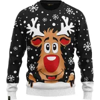 JAP Christmas JAP Foute kersttrui - Rudolf het rendier - Kerstcadeau - Dames en heren - Kerst - L - Zwart