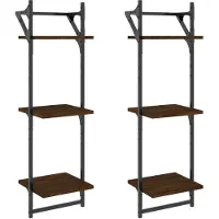 vidaXL Wandschappen 3-laags met stangen 2 st 30x25x100 cm bruineiken