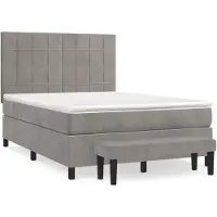vidaXL Boxspring met matras fluweel lichtgrijs 140x190 cm