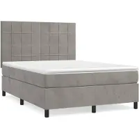vidaXL Boxspringbed met matras, lichtgrijs, 140x190 cm, fluweel