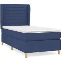 vidaXL Boxspring met matras stof blauw 90x200 cm