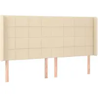 vidaXL Hoofdbord met randen 183x16x118/128 cm stof crèmekleurig
