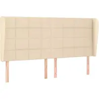 vidaXL Hoofdbord met randen 183x23x118/128 cm stof crèmekleurig