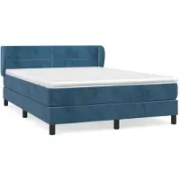 vidaXL Boxspring met matras fluweel donkerblauw 140x200 cm