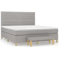 vidaXL Boxspring met matras stof lichtgrijs 180x200 cm