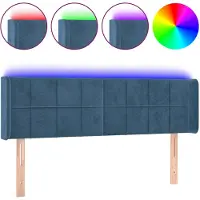 vidaXL Hoofdbord LED 147x16x78/88 cm fluweel donkerblauw