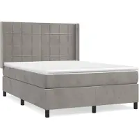 vidaXL Boxspringbed met matras, lichtgrijs, 140x190 cm, fluweel