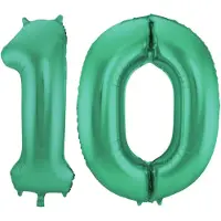 Folat Leeftijd feestartikelen/versiering grote folie ballonnen 10 jaar glimmend groen 86 cm - Ballonnen