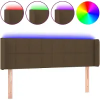 vidaXL Hoofdbord LED 147x16x78/88 cm stof donkerbruin