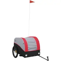 vidaXL Fietsaanhanger, zwart en rood, 45 kg, staal