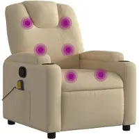 vidaXL Massagestoel verstelbaar stof crèmekleurig