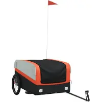 vidaXL Fietstrailer 45 kg ijzer zwart en oranje