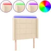 vidaXL Hoofdbord LED 93x16x118/128 cm stof crèmekleurig