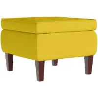 vidaXL Kruk met houten poten fluweel geel