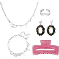 Yehwang Adventskalender zilver & zwart - sieraden - haarklem - oorbellen - ketting - ring - armband - Kerst