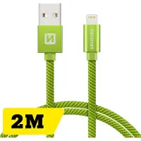 Swissten Lightning naar USB kabel - 2M - Gevlochten kabel geschikt voor iPhone 7/8/X/11/12/13/14 - Groen