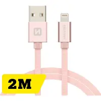 Swissten Lightning naar USB kabel - 2M - Gevlochten kabel geschikt voor iPhone 7/8/X/11/12/13/14 - Roze