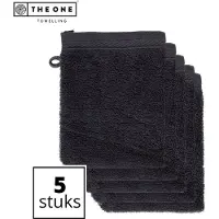 The One Towelling Washandjes - 16 x 21 cm - 5 Stuks - Voordeelverpakking - 100% organisch katoen - Met ophanglus - 550 gr/m2 - Antraciet