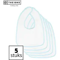 The One Towelling Baby Slab - 26 x 37 cm - 5 Stuks - Voordeelverpakking - Slabbetjes - 100% Katoen - Klittenband sluiting - Wit/Mint