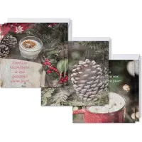 MajesticAlly Voordeelpakje 18 vierkante kerstkaarten - Rood - Gezegend -