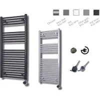 Sanicare elektrische design radiator 60x112cm inox-look met thermostaat rechts zwart