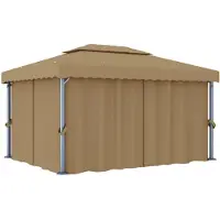 vidaXL Prieel met gordijn 4x3 m aluminium taupe