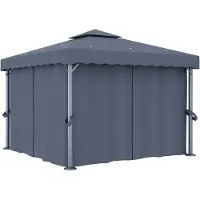 vidaXL Prieel met gordijn 3x3 m aluminium antraciet