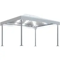 vidaXL Prieel met LED-lichtslinger 400x300 cm aluminium crèmekleurig