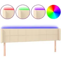 vidaXL Hoofdbord LED 163x16x78/88 cm stof crèmekleurig