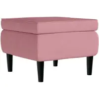 vidaXL Kruk met houten poten fluweel roze