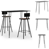 vidaXL 3-delige barset, zwart